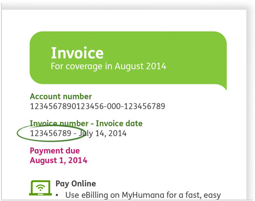 Image demonstrating where to find your invoice number